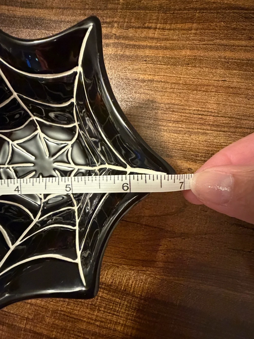 Vintage Pottery Barn Black Spiderweb Ceramic Serving Bowl with Orange Spider